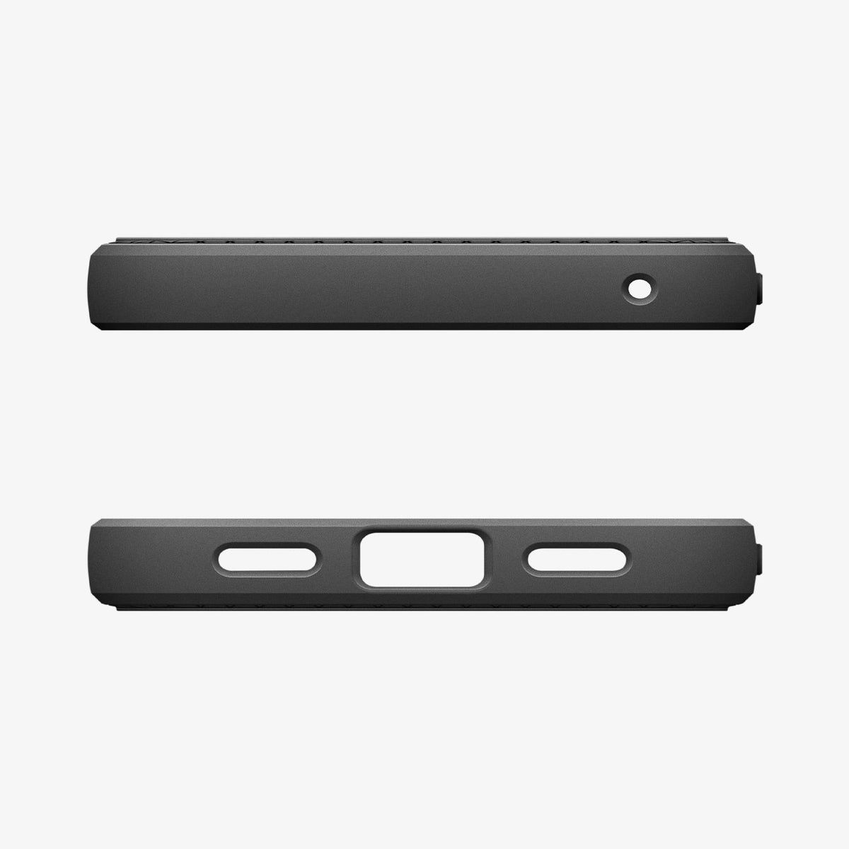 ACS11449 - Pixel 11 Pro XL Liquid Air (Mag Fit) Matte Black top and bottom views showing the camera cutout, charging port opening, speaker cutouts, and integrated strap hole.