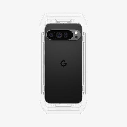 AGL09312 - Pixel 10 / Pixel 10 Pro GLAS.tR EZ Fit Privacy Screen Protector showing the back with ez fit tray on device