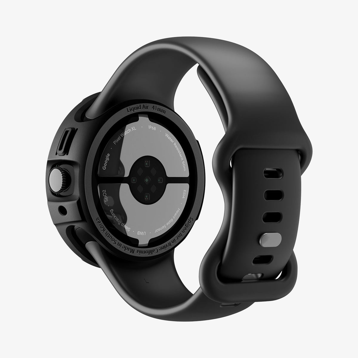 ACS09483 - Pixel Watch 5 (41mm) Liquid Air Matte Black showing the back and side
