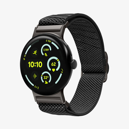 AMP11421 - Pixel Watch 4 45mm Lite Fit X Watch Band in black showing the front and inside of band