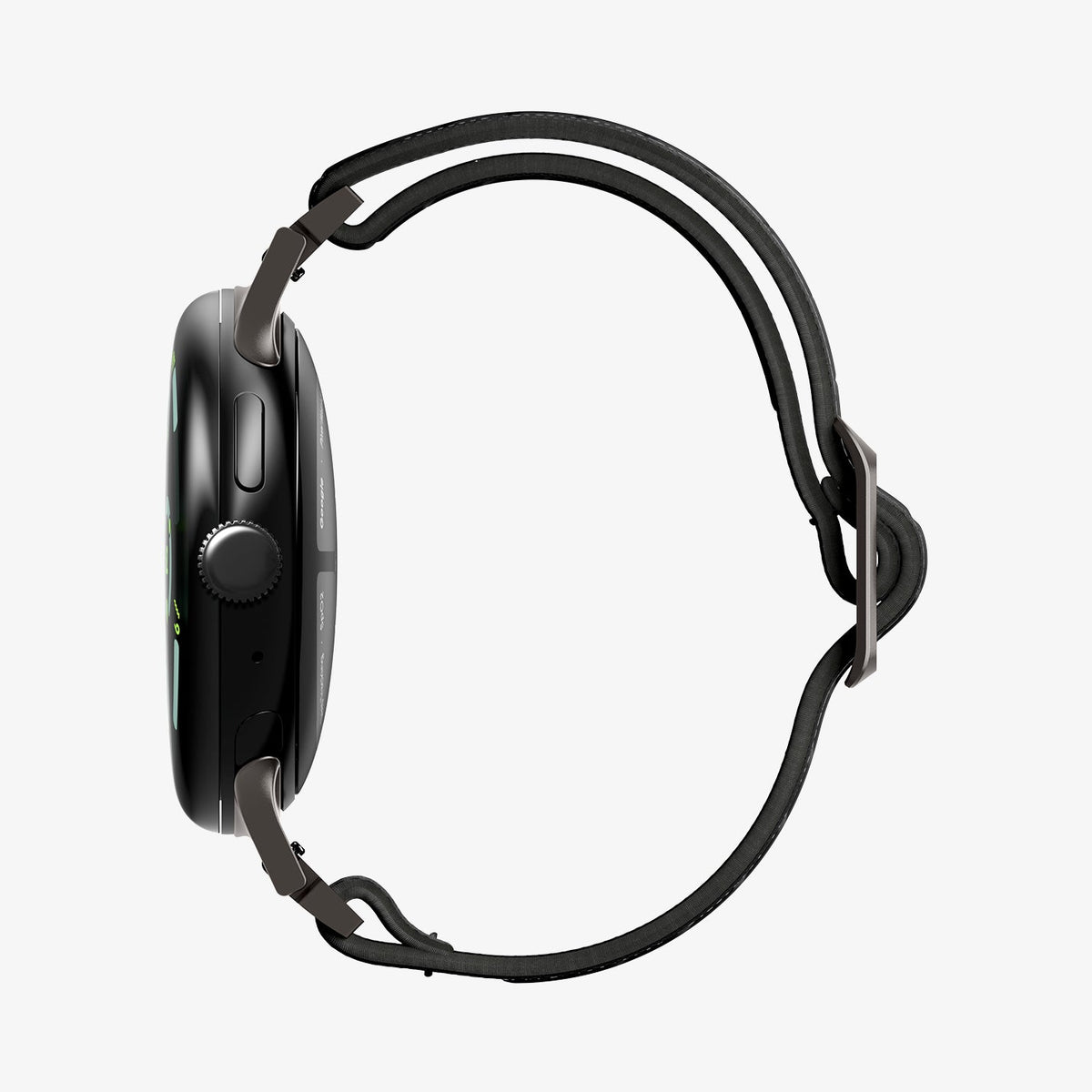 AMP11421 - Pixel Watch 4 45mm Lite Fit X Watch Band in black showing the side
