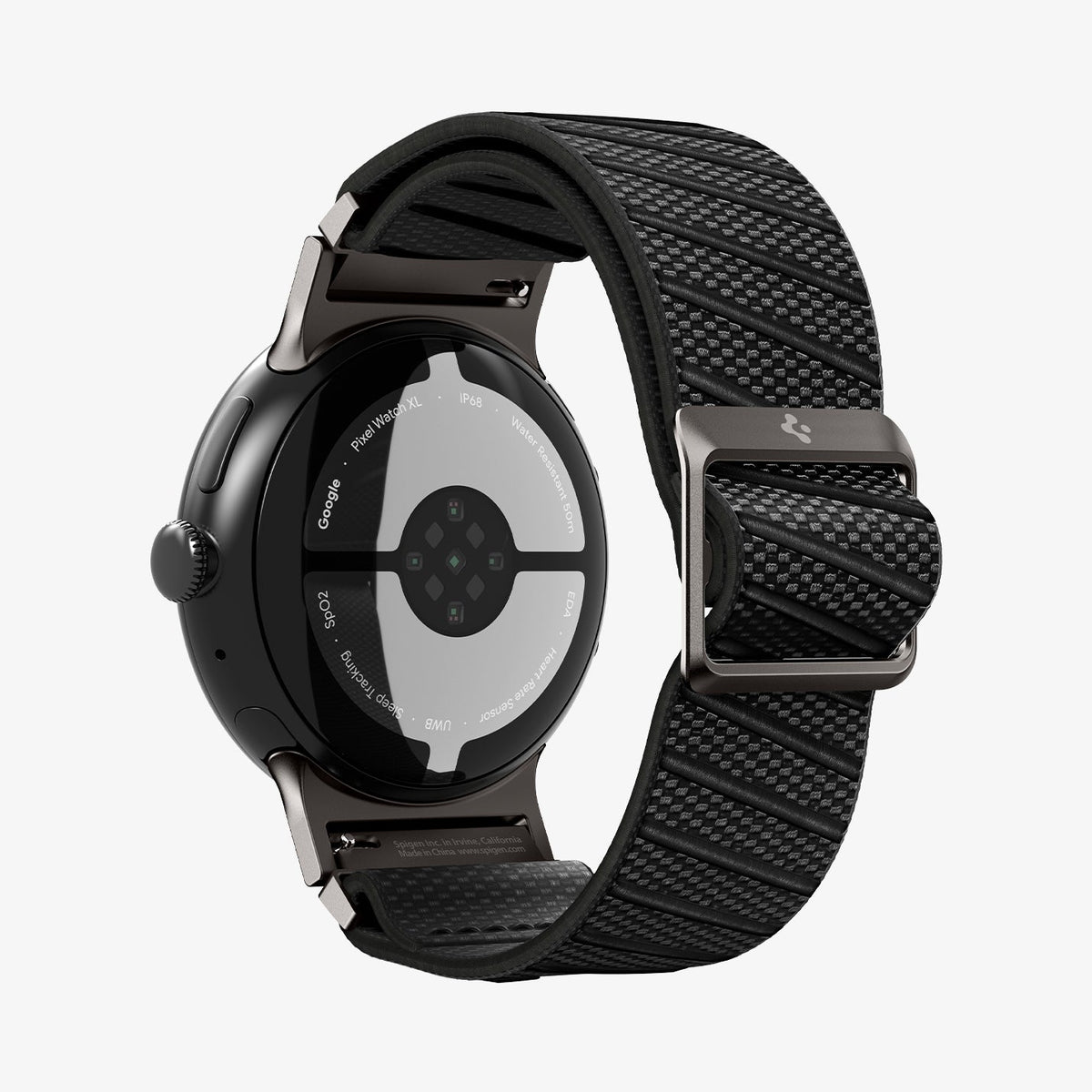 AMP11421 - Pixel Watch 5 (45mm) Lite Fit X Black showing the back and partial inside of band