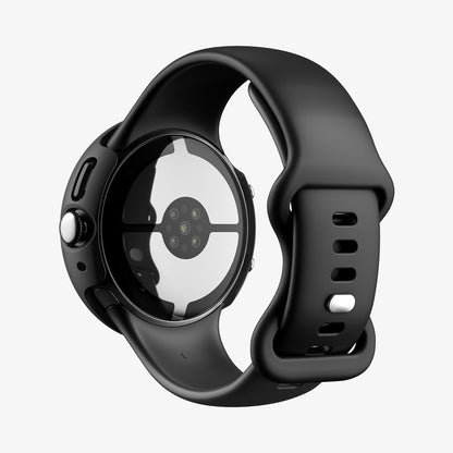 ACS11746 - Pixel Watch 5 (45mm) Thin Fit 360 Black rear view showcasing the precise cutouts for sensors, buttons, and charging compatibility.