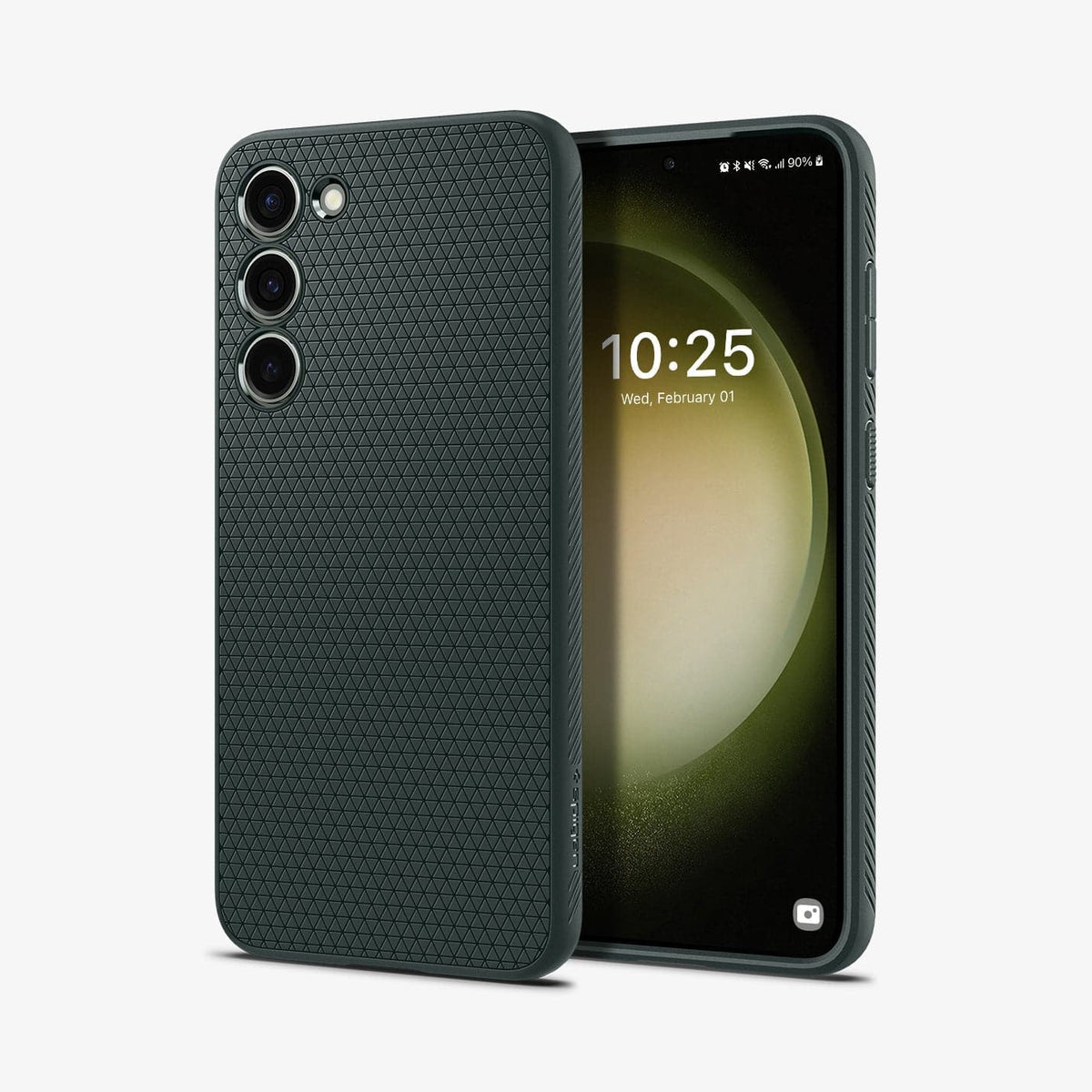 ACS05713 - Galaxy S23 Case Liquid Air in abyss green showing the back and front