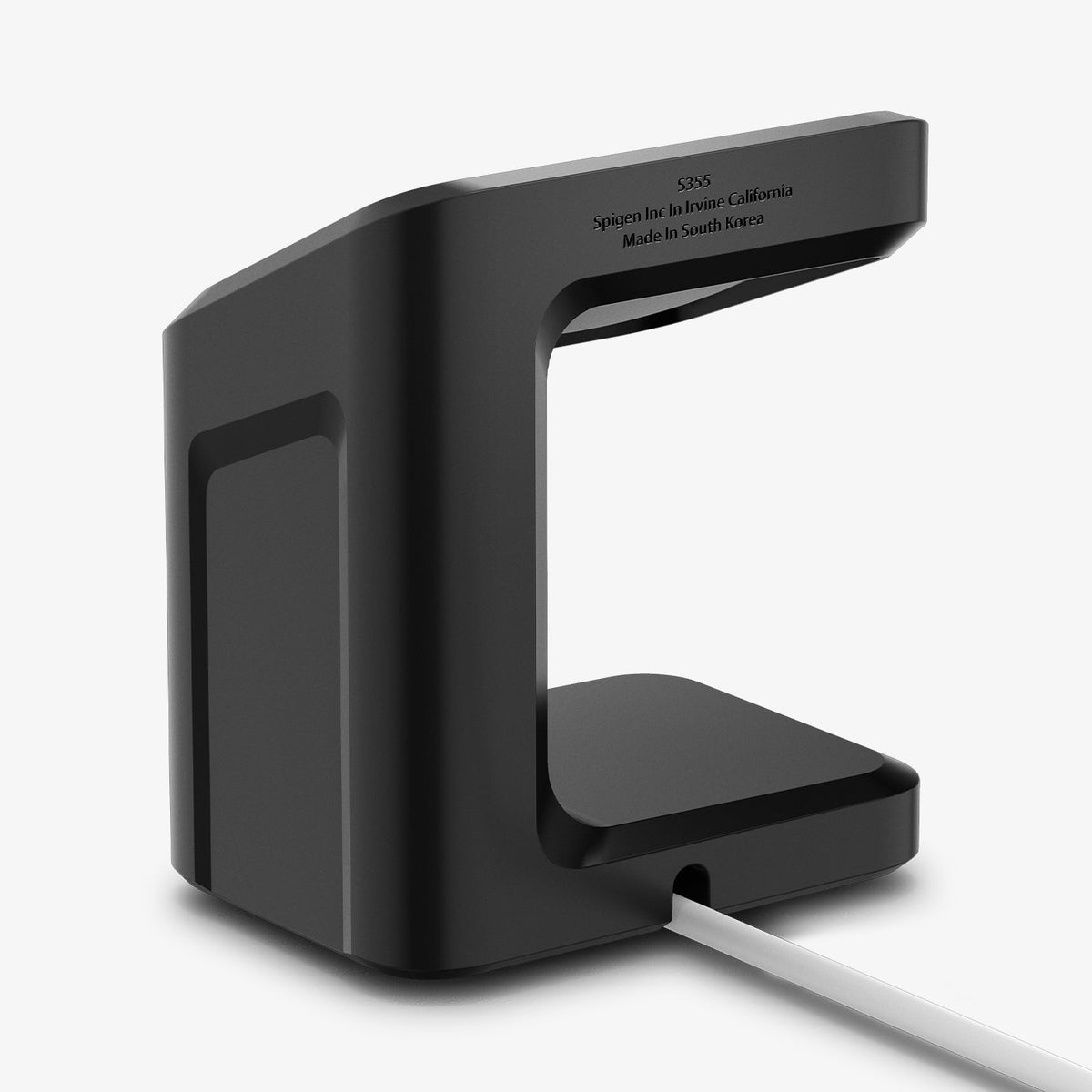AMP07393 - Pixel Watch Stand Black S355 showing the back, side and inner