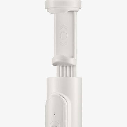 AMP09337 - Tripod Selfie Stick S541W in Dune Beige showing the front, focusing on the phone holder and camera snap button