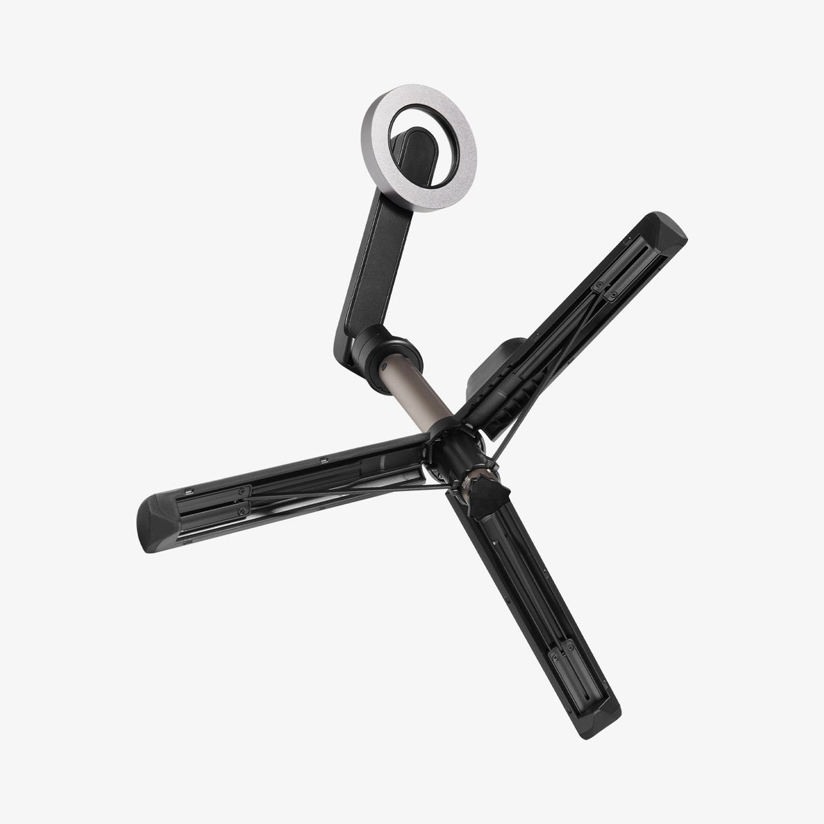 AMP06402 - Tripod Selfie Stick (MagFit) in Black showing the front, sides and tripod stand open