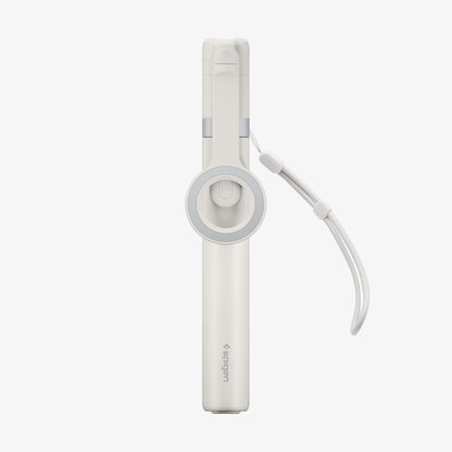 AMP11373 - Selfie Stick | S582W in Dune Beige showing a folded compact form with an integrated magnetic mount and wrist strap for easy carry.