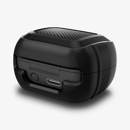 ACS04537 - Sony Earbuds Linkbuds Case Rugged Armor in black showing the back, side and partial top