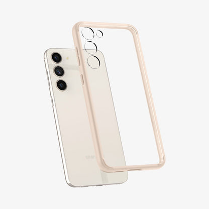 ACS06086 - Galaxy S23 Case Ultra Hybrid in sand beige showing the back with case hovering away from device