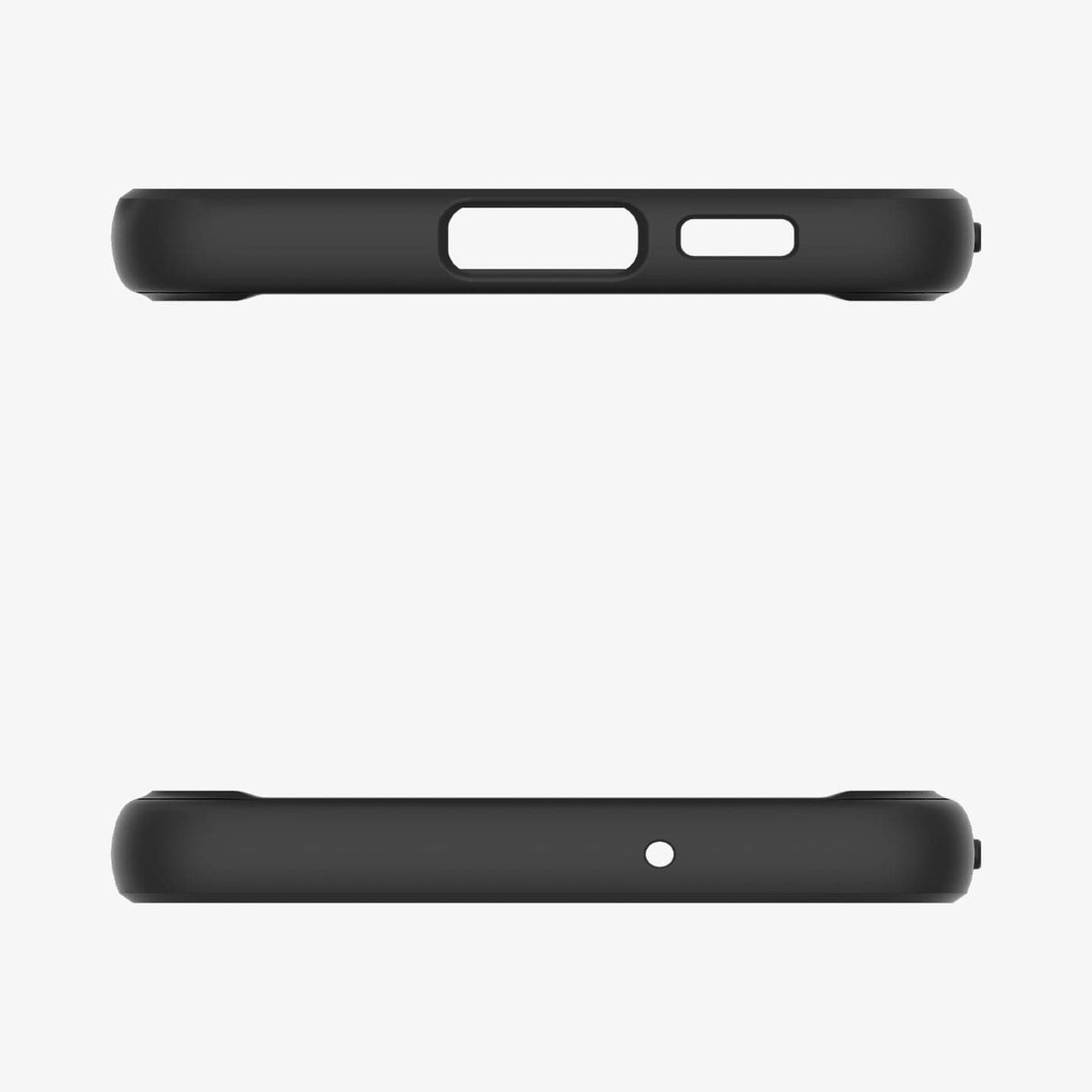 ACS05715 - Galaxy S23 Case Ultra Hybrid in black showing the top and bottom with precise cutouts