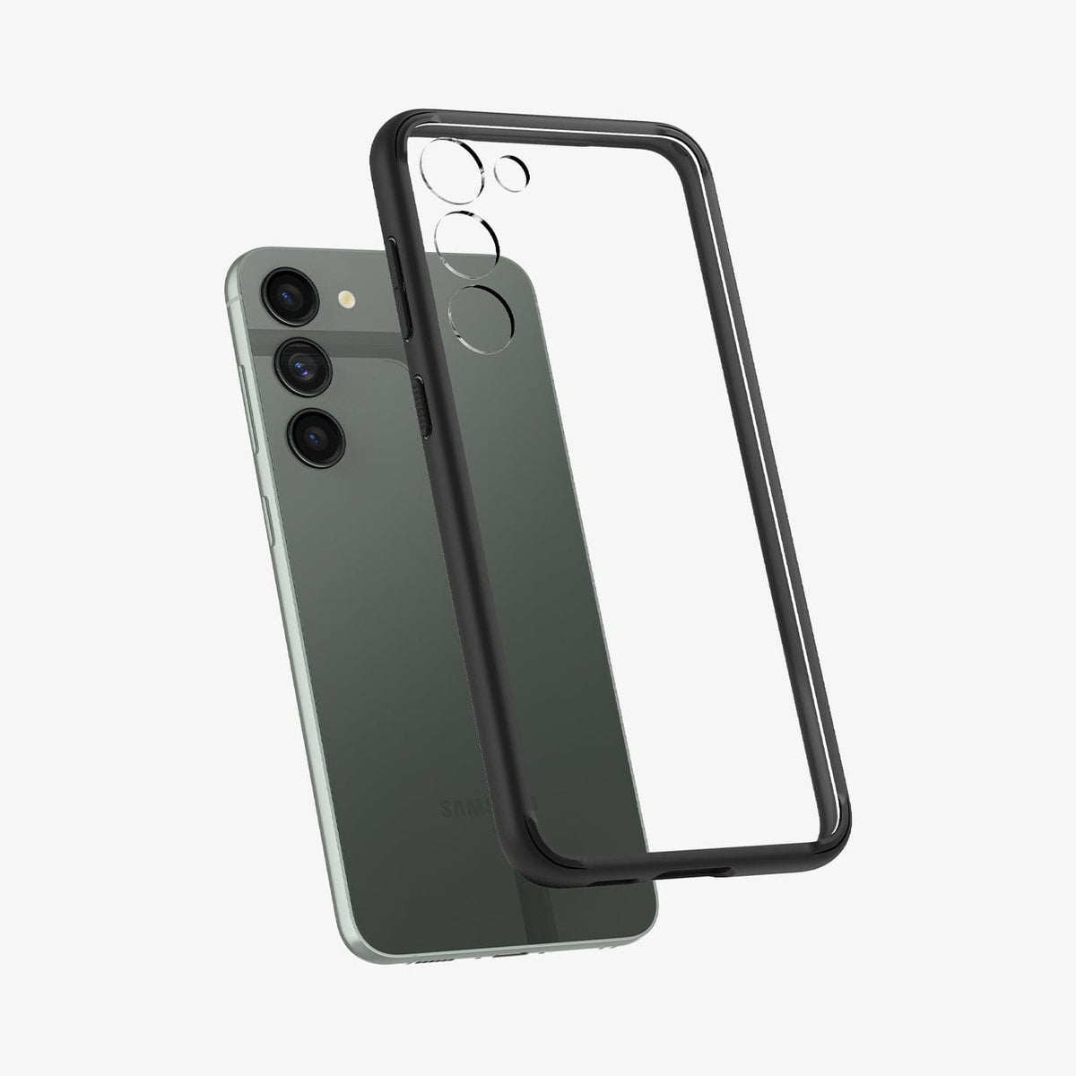 ACS05715 - Galaxy S23 Case Ultra Hybrid in black showing the back with case hovering away from device