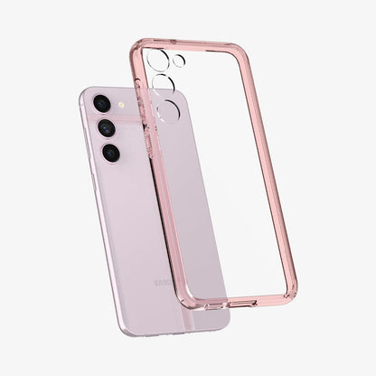 ACS06087 - Galaxy S23 Case Ultra Hybrid in rose crystal showing the back with case hovering away from device