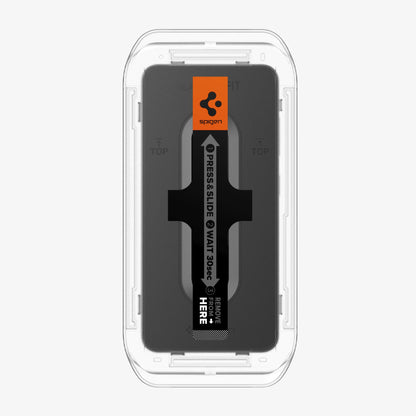 AGL07438 - Galaxy S24 GLAS.tR EZ Fit in Transparency showing the top of alignment tray - Galaxy S24 Plus GLAS.tR EZ Fit in Transparency showing the