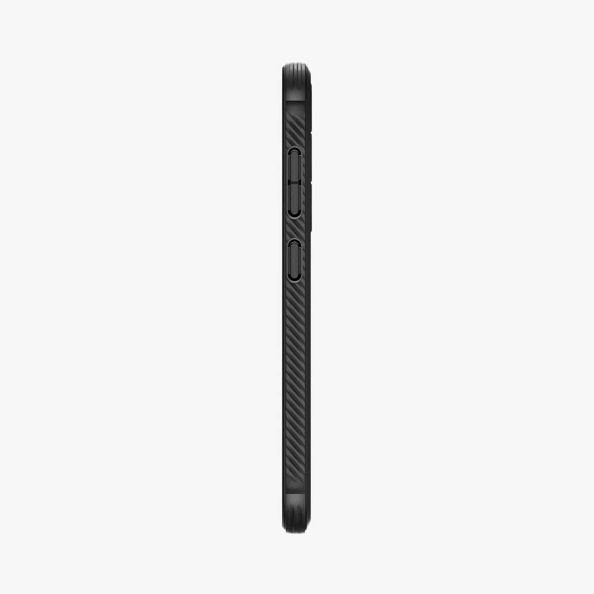 ACS07346 - Galaxy S24 Case Rugged Armor in Matte Black showing the side with side buttons