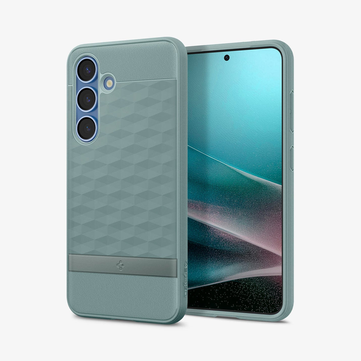 ACS09060 - Galaxy S25 Plus Case Parallax (MagFit) in Sage Green showing the back, partial front and sides