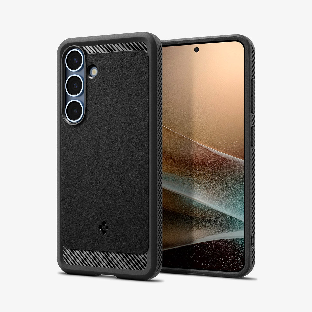 ACS08998 - Galaxy S25 Case Rugged Armor (MagFit) in Matte Black showing the back, partial front and sides