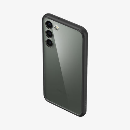 ACS05669 - Galaxy S23 Plus Case Ultra Hybrid in black showing the back, top and partial side