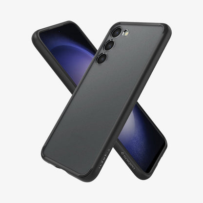 ACS05670 - Galaxy S23 Plus Case Ultra Hybrid in frost black showing the back, front and sides