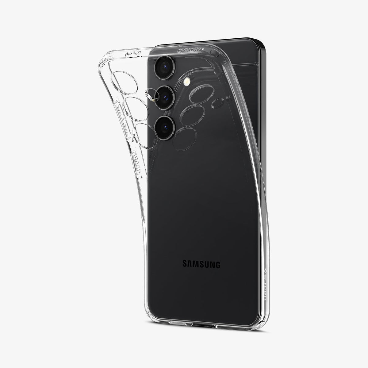 ACS07323 - Galaxy S24 Plus Case Liquid Crystal in Crystal Clear showing the back of device with the case partially peeled off