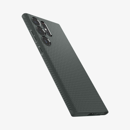 ACS05615 - Galaxy S23 Ultra Case Liquid Air in abyss green showing the back and side