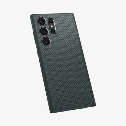 ACS05615 - Galaxy S23 Ultra Case Liquid Air in abyss green showing the back and partial bottom