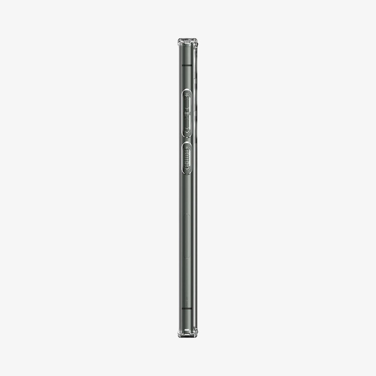 ACS05617 - Galaxy S23 Ultra Case Ultra Hybrid in crystal clear showing the side with volume controls