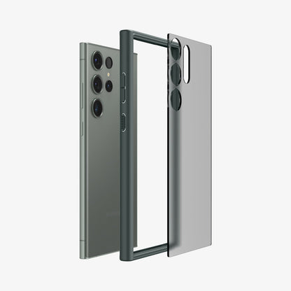 ACS06080 - Galaxy S23 Ultra Case Ultra Hybrid in frost green showing the multiple layers of case hovering away from device