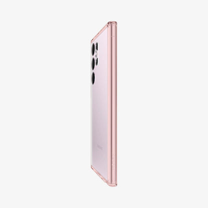 ACS06079 - Galaxy S23 Ultra Case Ultra Hybrid in rose crystal showing the side and partial back