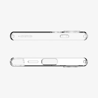 ACS07283 - Galaxy S24 Ultra Case Liquid Crystal in Crystal Clear showing the top and bottom of a clear case