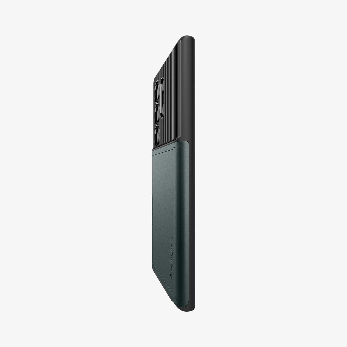 ACS07307 - Galaxy S24 Ultra Case Slim Armor CS in Abyss Green showing partial back and partial side