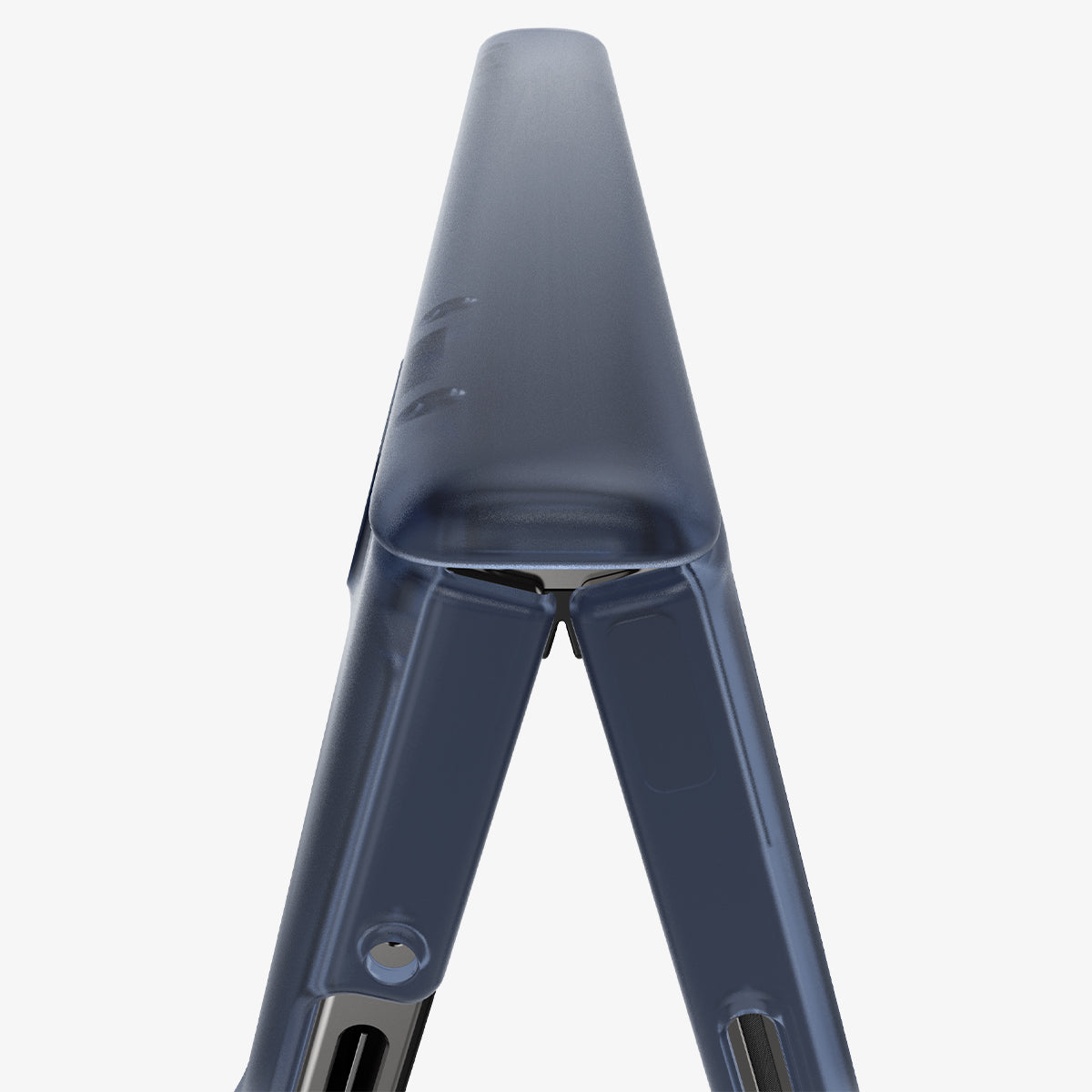 ACS08281 - Galaxy Z Flip 6 Case Ultra Hybrid Pro in Frost Navy Blue showing the front of the hinge and partial sides zoomed in