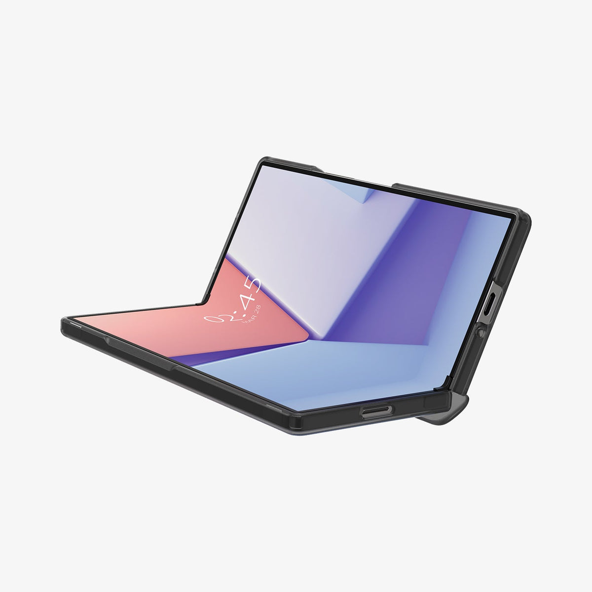 ACS07814 - Galaxy Z Fold 6 Case Ultra Hybrid Pro in Frost Gray showing the front, partial side and bottom, partially folded Edit alt text