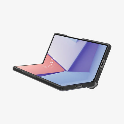 ACS07814 - Galaxy Z Fold 6 Case Ultra Hybrid Pro in Frost Gray showing the front, partial side and bottom, partially folded Edit alt text