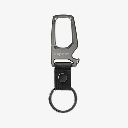 AHP04505 - Carabiner + Keyring in gunmetal showing the front