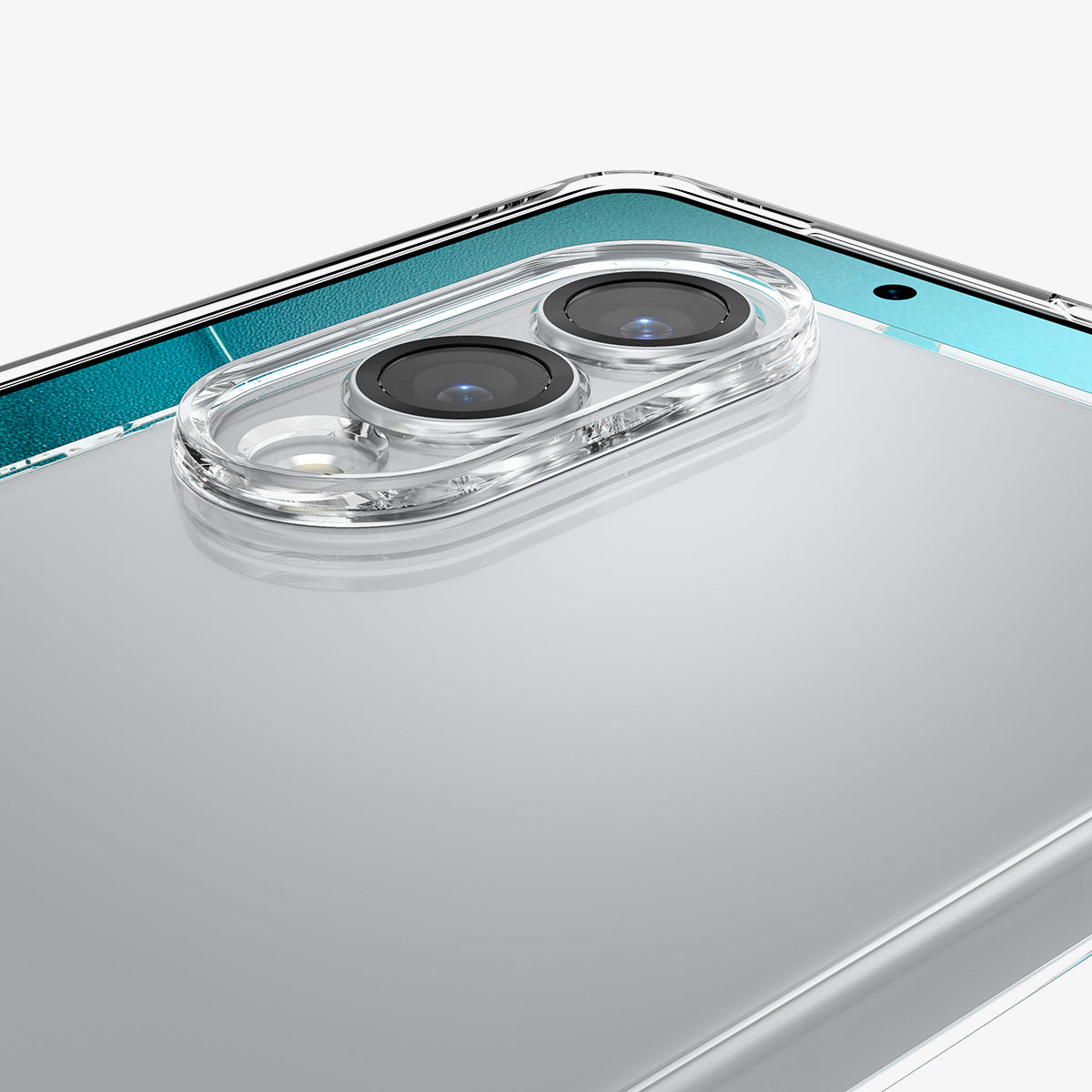 ACS09425 - Galaxy S25 Edge Case Liquid Crystal in Crystal Clear showing the partial back, camera zoomed in