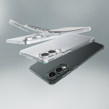 ACS09425 - Galaxy S25 Edge Case Liquid Crystal in Crystal Clear showing the partial back, sides and top