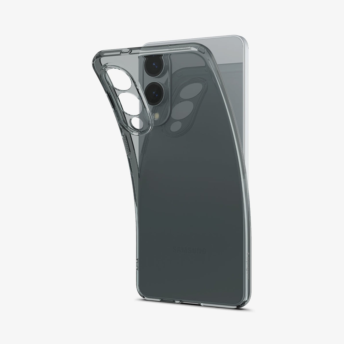 ACS09426 - Galaxy S25 Edge Case Liquid Crystal in Space Crystal showing the back and partial side while top part partially lifted from the device