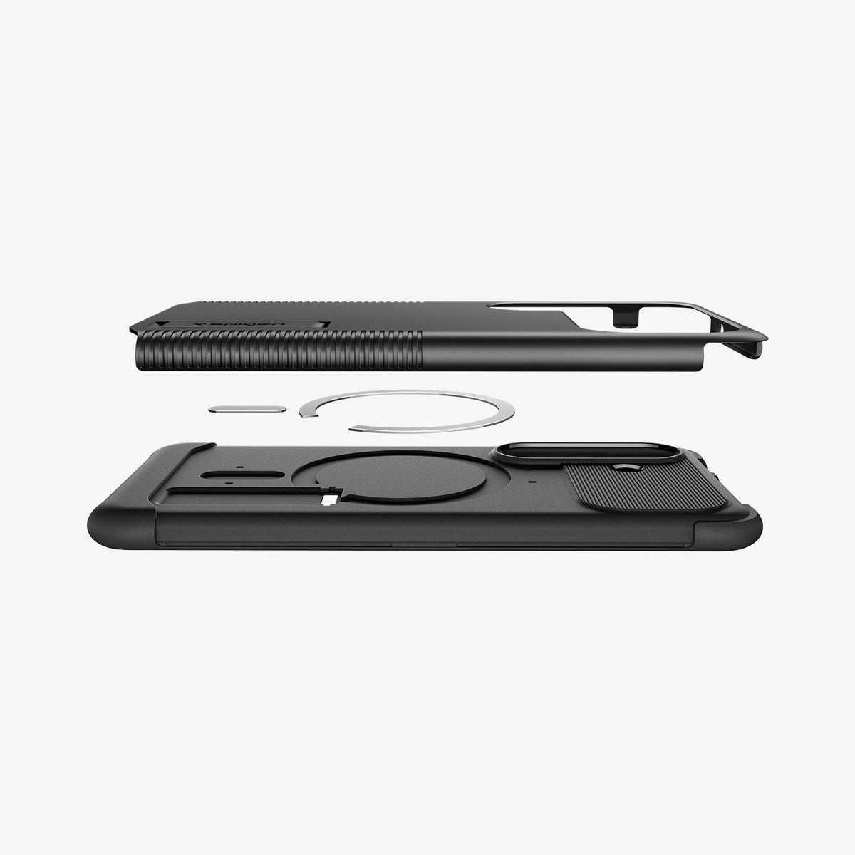 ACS10743 - Galaxy S26 Slim Armor (Mag Fit) in Black showing the top and bottom