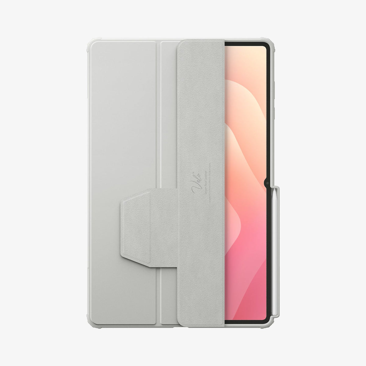 ACS10222 - Galaxy Tab S11 Ultra Case Air Skin Pro in Gray showing the partial front cover half folded and partial device