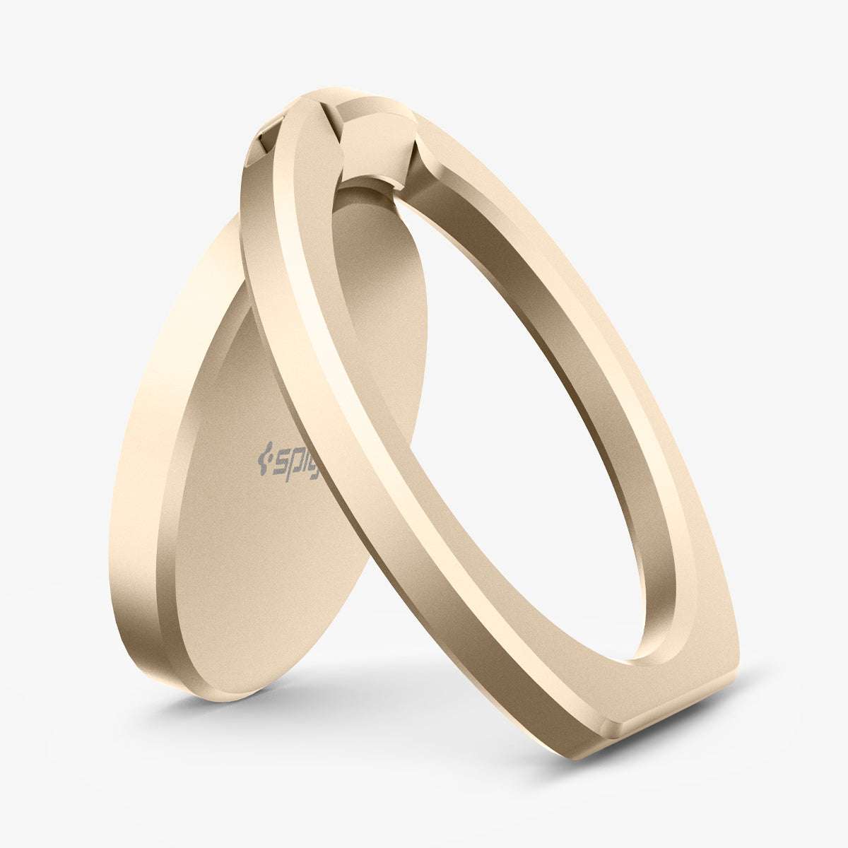 000SR24437 - Style Ring 360 in champagne gold showing the front and side propped up