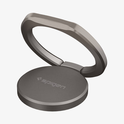 000SR24433 - Style Ring 360 in gunmetal showing the ring laid flat and ring sticking out