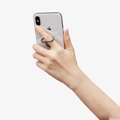000SR24433 - Style Ring 360 in gunmetal showing the phone in someone's hand with ring attached