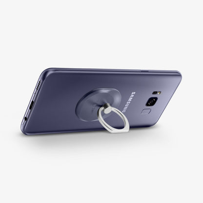 000SR21951 - Style Ring in orchid gray showing the phone propped up by ring attached to back of device