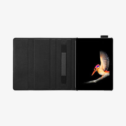 J06CS25185 - Surface Go 3 Case Stand Folio in charcoal gray showing the inside fully laid out