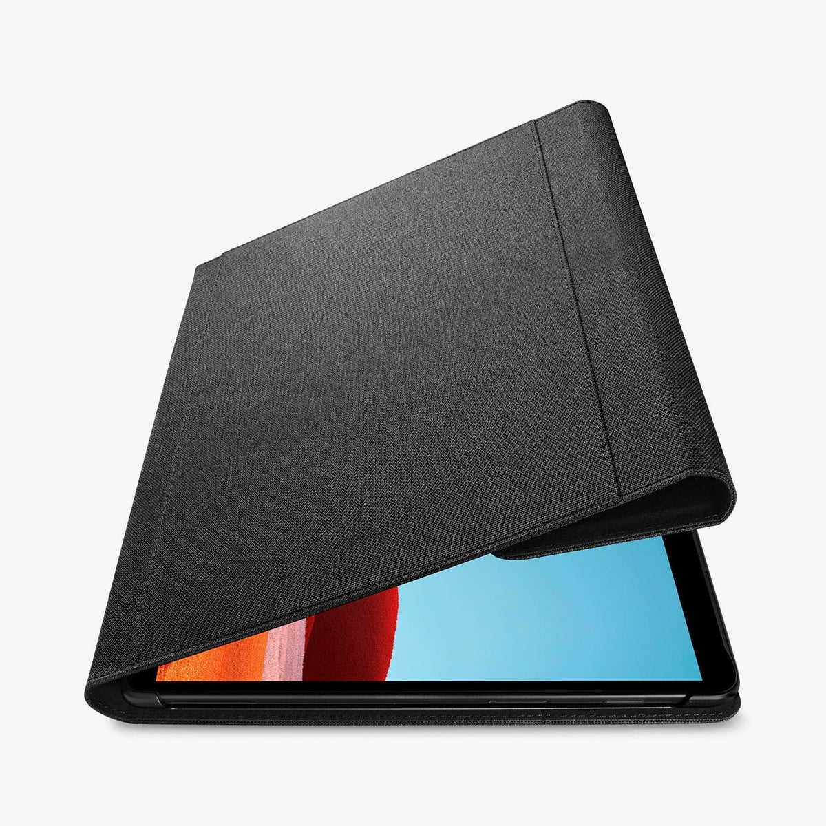 ACS01003 - Microsoft Surface Pro X Case Stand Folio in charcoal showing the front with cover slightly open