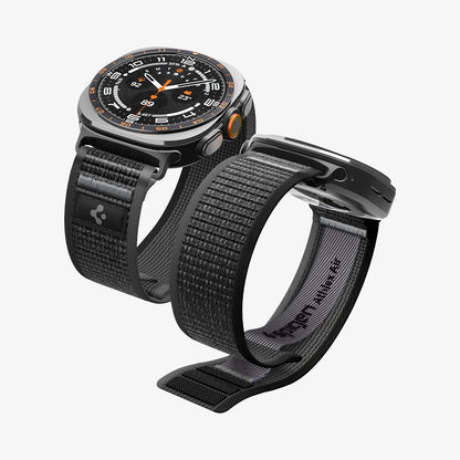 AMP11614 - Galaxy Watch Ultra Series - Athlex Air showing two Galaxy Watch Ultras side by side wearing the Athlex Air band, angled view highlighting the woven nylon texture.