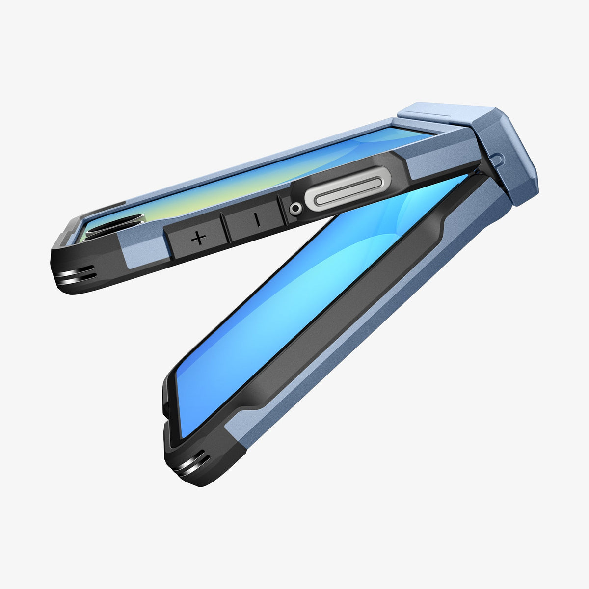 ACS09562 - Galaxy Z Flip 7 Case Tough Armor Pro (MagFit) in sierra blue showing the side and partial inside