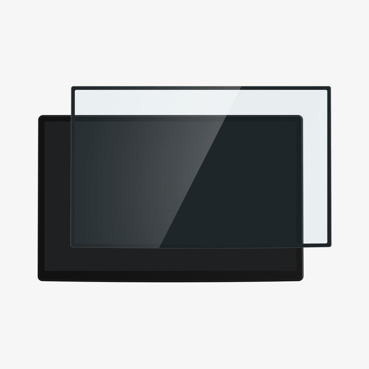 AGL04688 - Tesla Model S / X Screen Protector EZ FIT GLAS.tR showing the front with screen protector hovering in front of touch screen