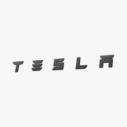 ACP08549 - Tesla Model 3 Highland Rear Emblem Logo Cover TO322H in Black showing the front, partial side of the tesla logo with cover
